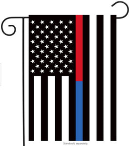 Thin Blue & Red Line Garden Flag Police Firefighter Patriotic 12.5" x 18"
