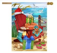 Load image into Gallery viewer, Briarwood Lane Beachy Christmas House Flag Adirondack Chair Presents 28&quot; x 40&quot;