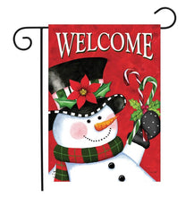 Load image into Gallery viewer, Christmas Snowman Welcome Garden Flag Candy Canes 12.5&quot; x 18&quot; Briarwood Lane