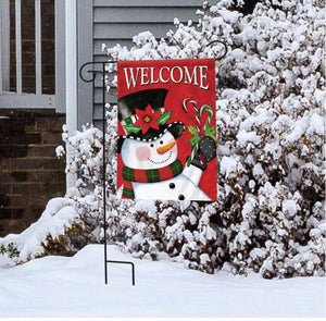 Christmas Snowman Welcome Garden Flag Candy Canes 12.5" x 18" Briarwood Lane
