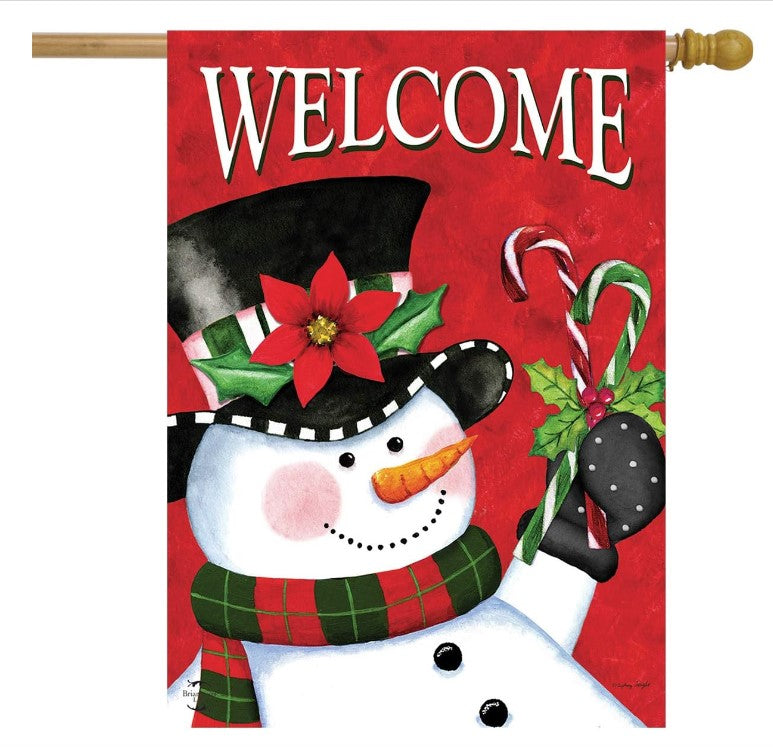 Christmas Snowman Welcome House Flag Candy Canes 28