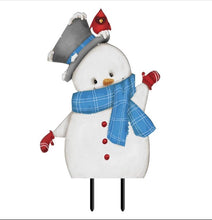Load image into Gallery viewer, Jolly Winter Snowman Metal Yard Art 29&quot; x 14.5&quot; Briarwood Lane
