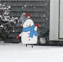 Load image into Gallery viewer, Jolly Winter Snowman Metal Yard Art 29&quot; x 14.5&quot; Briarwood Lane