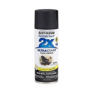 SKU:1396084 Rust-Oleum Painter's Touch 2X Ultra Cover Satin Canyon Black Paint+Primer Spray Paint 12 oz